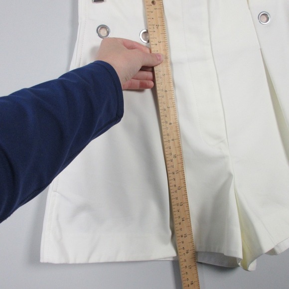 Phillip Lim Pleated Shorts 2 Ivory Cotton Blend Wide Leg High Waist Preppy 302 - Picture 8 of 14